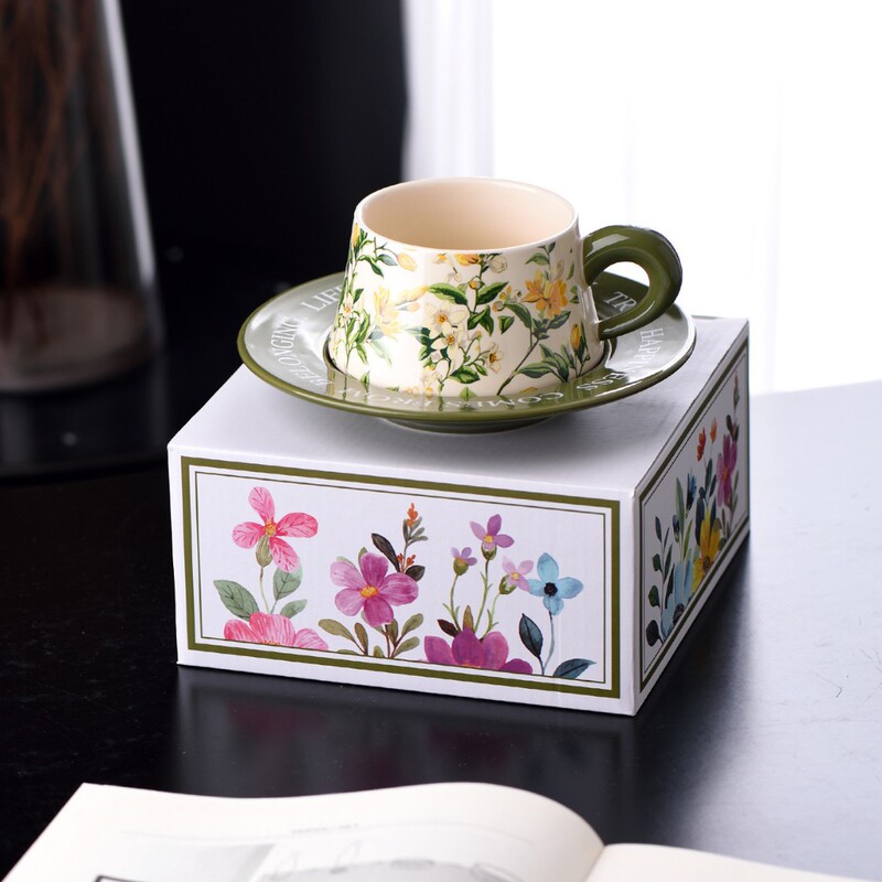 Floral High-End Fresh Wedding Gift Anniversary Original Retro Anniversary Practical Coffee Saucer Gift Box