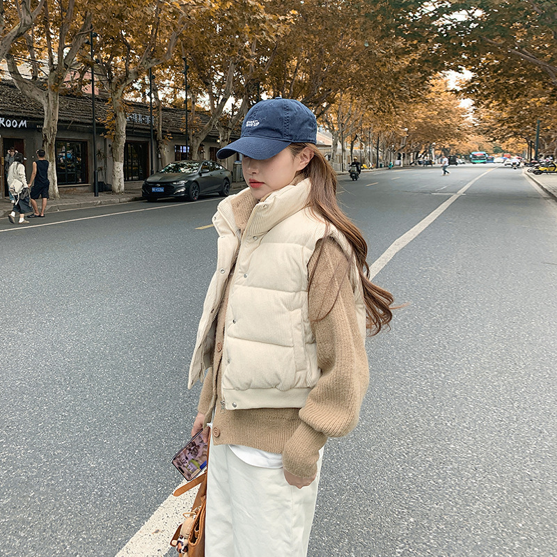 Comercio exterior de lana de pluma de algodón chaleco de mujer otoño y invierno de 2025 nuevo estilo coreano holgado chaleco de hombro de clip de caballo chaqueta