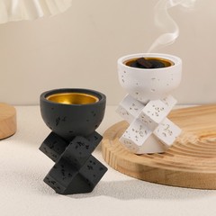 简约魔方形树脂香炉家用上香 高颜值方块穿插拼接香薰炉家居摆件