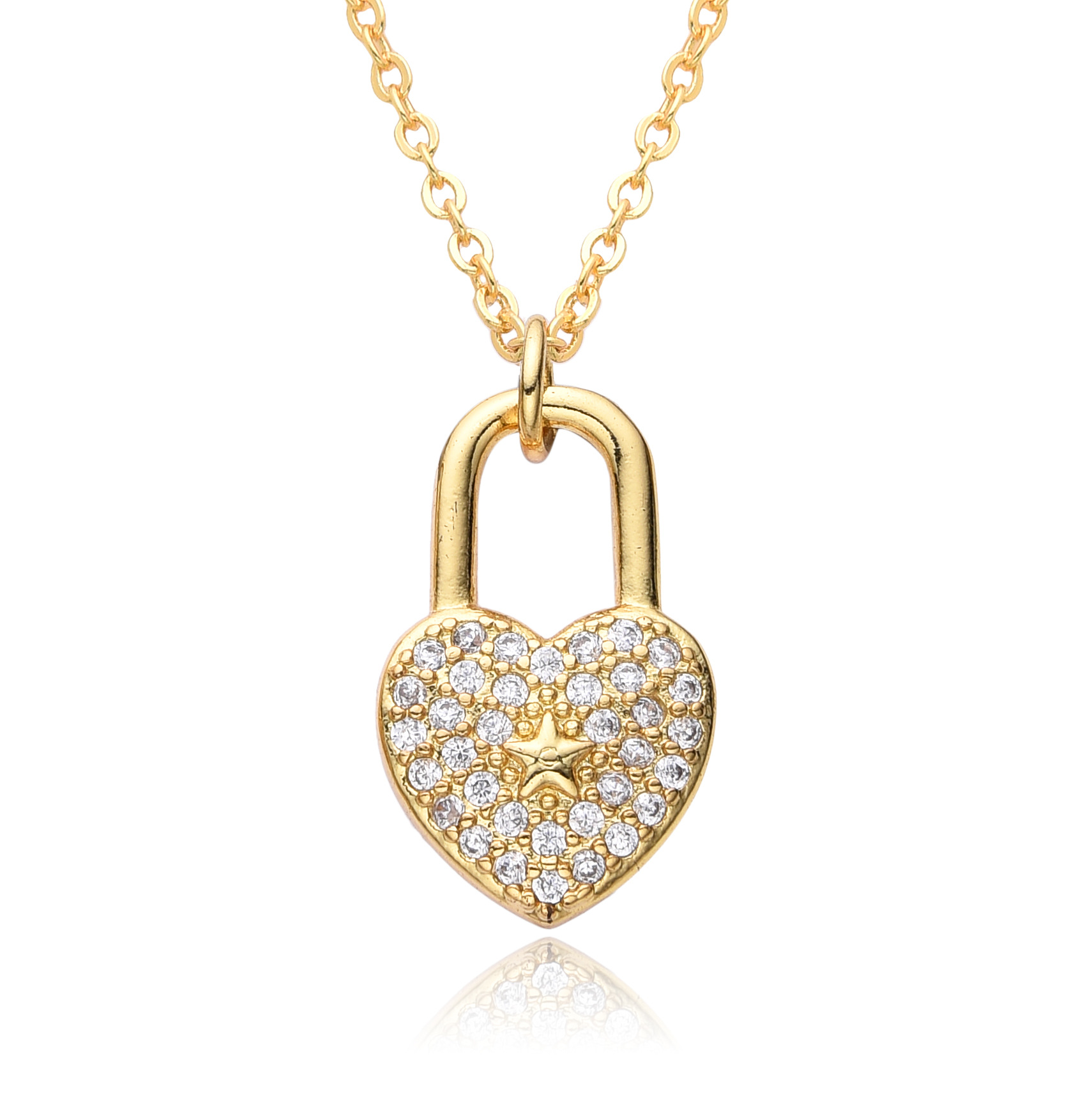 8g Weight Copper Pendant Material Zircon Inlay Material Pendant Necklace Classification Copper Chain Material 1 Piece Quantity Daily, Date Occasion Copper Material Heart Shape, Lock Pattern Women's Gender Inlay Design Elegant, Shiny Style Copper Inlay Heart Shape Lock Zircon Pendant Necklace 6