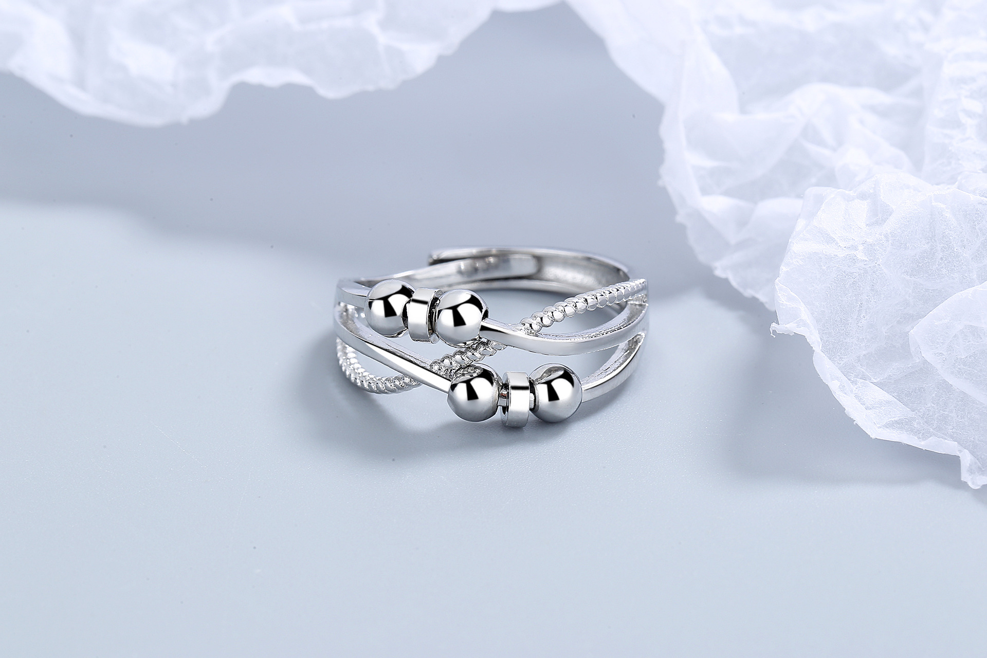 Solid Color Solid Color Copper Beaded Plating Open Ring 1 Piece