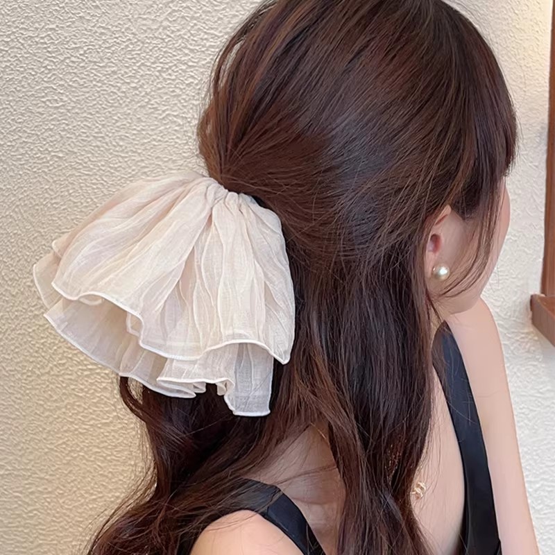 2026 nuevo estilo coreano super grande anillo de pelo intestino grande niñas de alto nivel de sensación de cabello de flores cuerdas de cabello de cordón de goma adornos para el cabello
