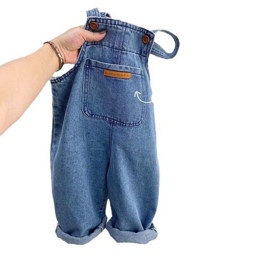 2024 New Children's Overalls Boys Spring and Autumn Pants Baby Spring and Autumn Jeans Girls Casual Pants