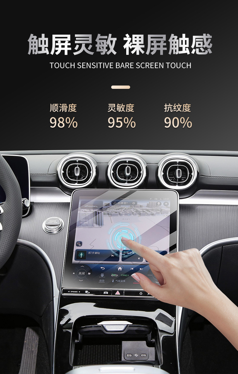 Applicable to 25 Mercedes-Benz C- Class C260/200L Navigation Screen Tempered Film Central Control Interior Protective Film Modification