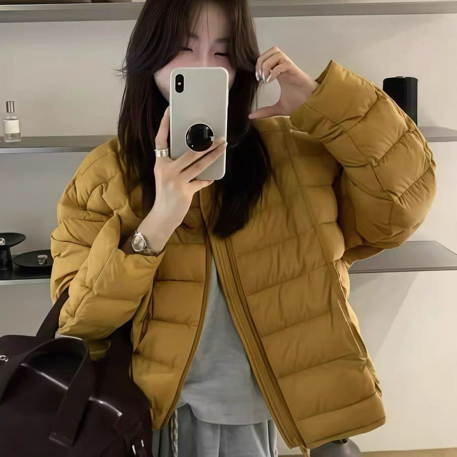Winter base velvet down jacket with a round collar