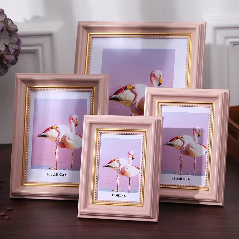 Marco de fotos de madera maciza al por mayor estilo retro hermoso vestido de boda europeo decoración moderna marco de fotos decoración creativa colgante de pared