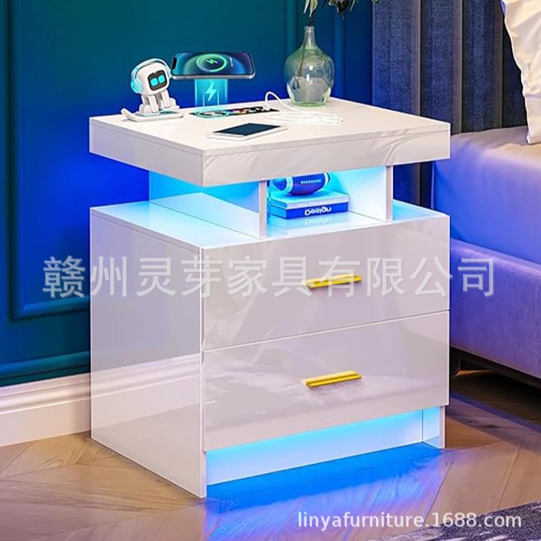 Amazon venta caliente de muebles de tablero con diodos luminosos recargables mesas de cama fábrica de comercio exterior al por mayor