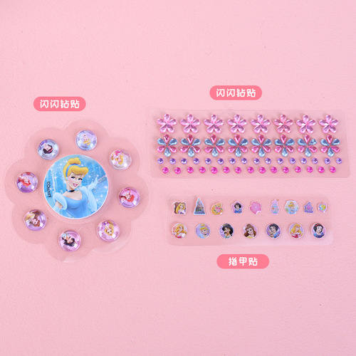 Disney Nail Stickers Beautiful Princess Nail Stickers Girls Nail Plastic Stickers Elsa Nail Art Portable Gift Box