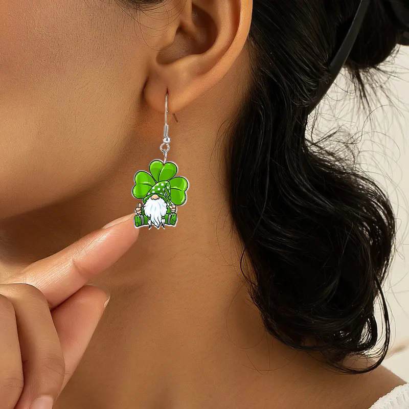 Charming green acrylic durable earrings stainless steel
