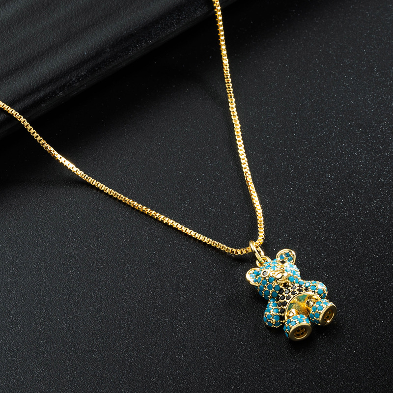 Korea Simple Bear Copper Inlaid Zircon Necklace Wholesale Nihaojewelry display picture 7