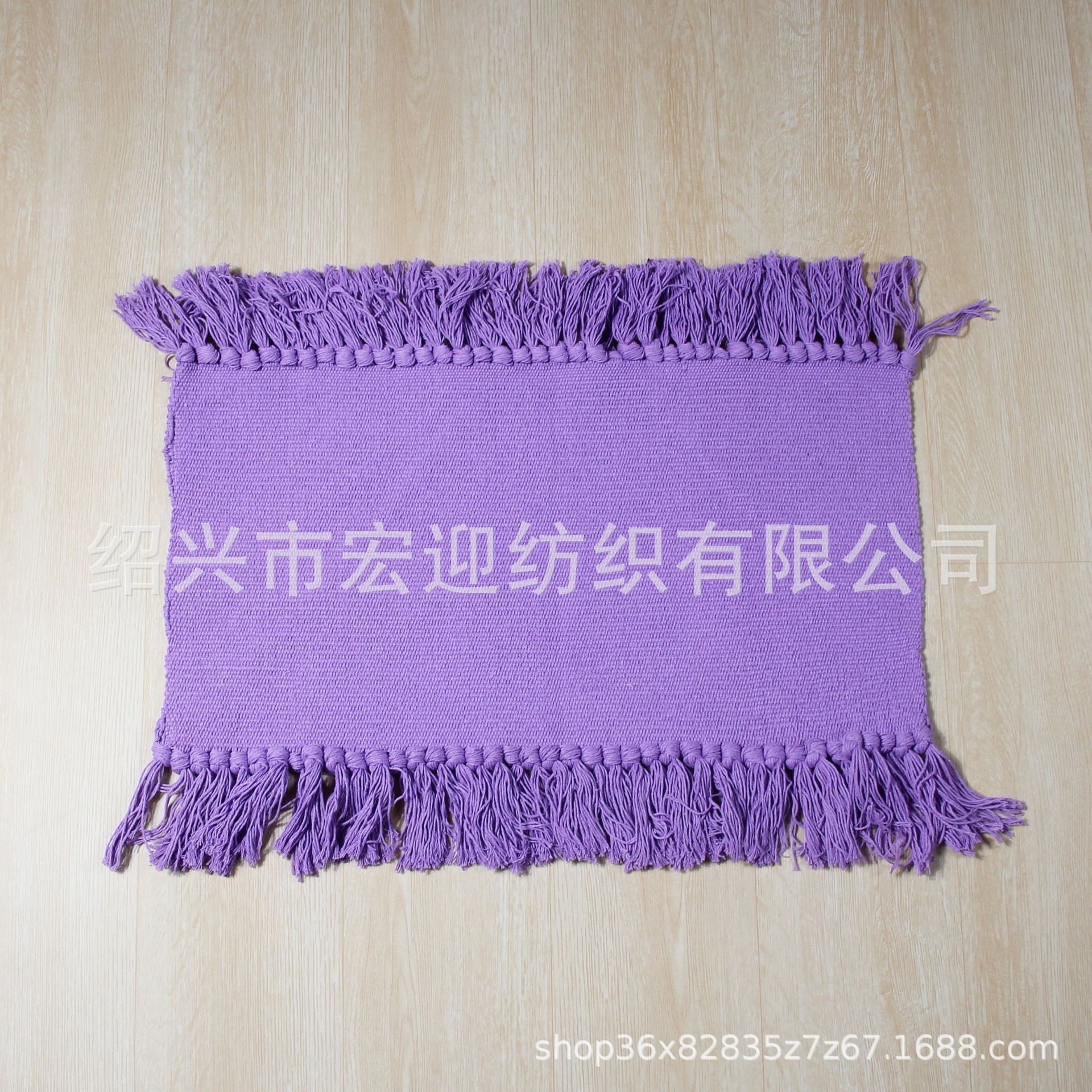 Cotton-woven solid color tassel floor mat, carpet, foot mat, entryway mat, living room coffee table mat, pet crawling mat, bedside mat