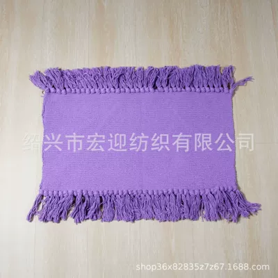 Avtomobil döşəmə paspasları — Cotton-woven solid color tassel floor mat - lilac-tassels-60x90cm