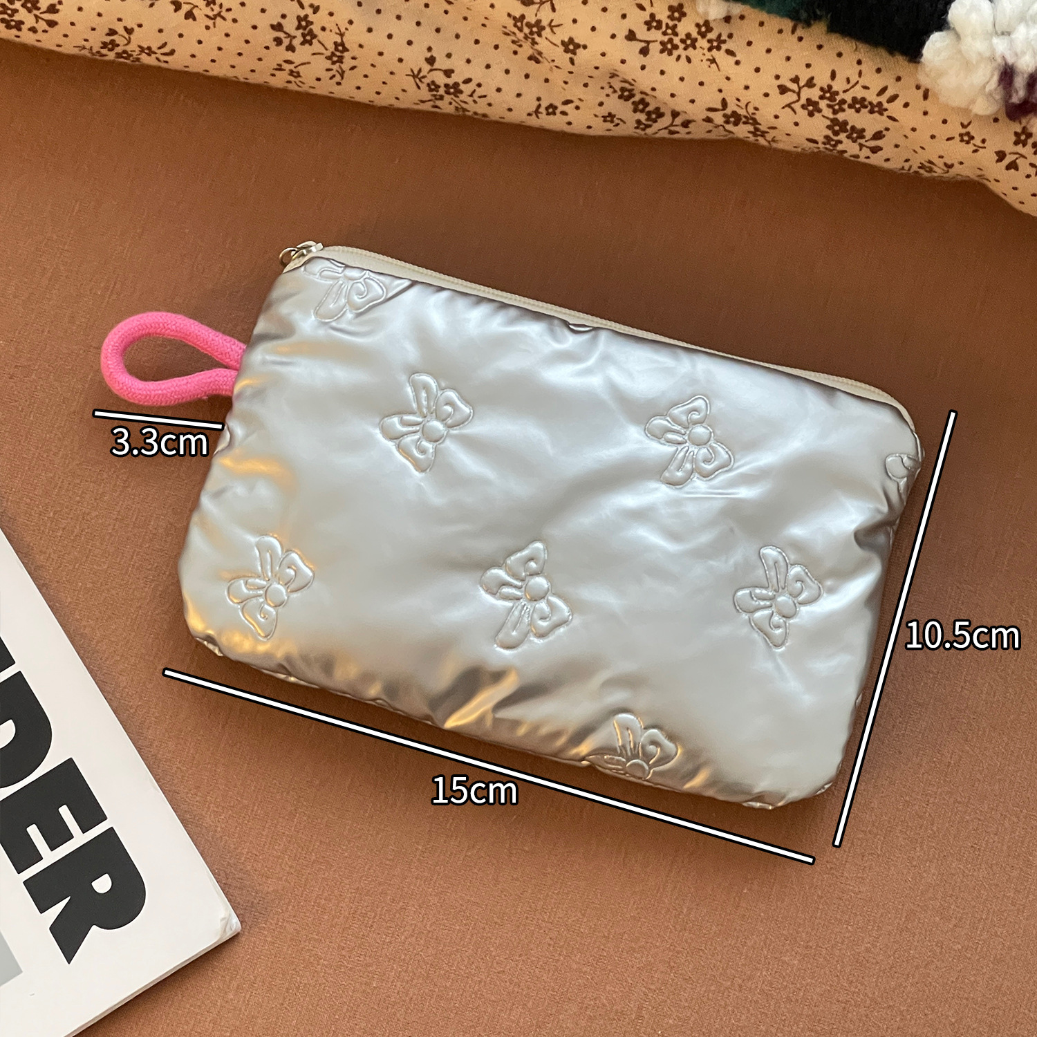 2025 nuevo bolso de maquillaje portátil diamante plata amor bolso de mano bolsa bolsa de cambio bolsa de higiene