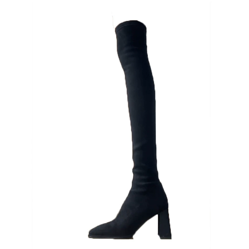 Demi-season suede elastic high boots