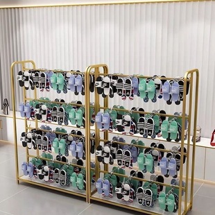 Double-Sided Slipper Shelf Display Rack Sock Hanger Floor-Standing Shopping Mall Supermarket Cotton Shoes Sandals Island Display Slipper Rack