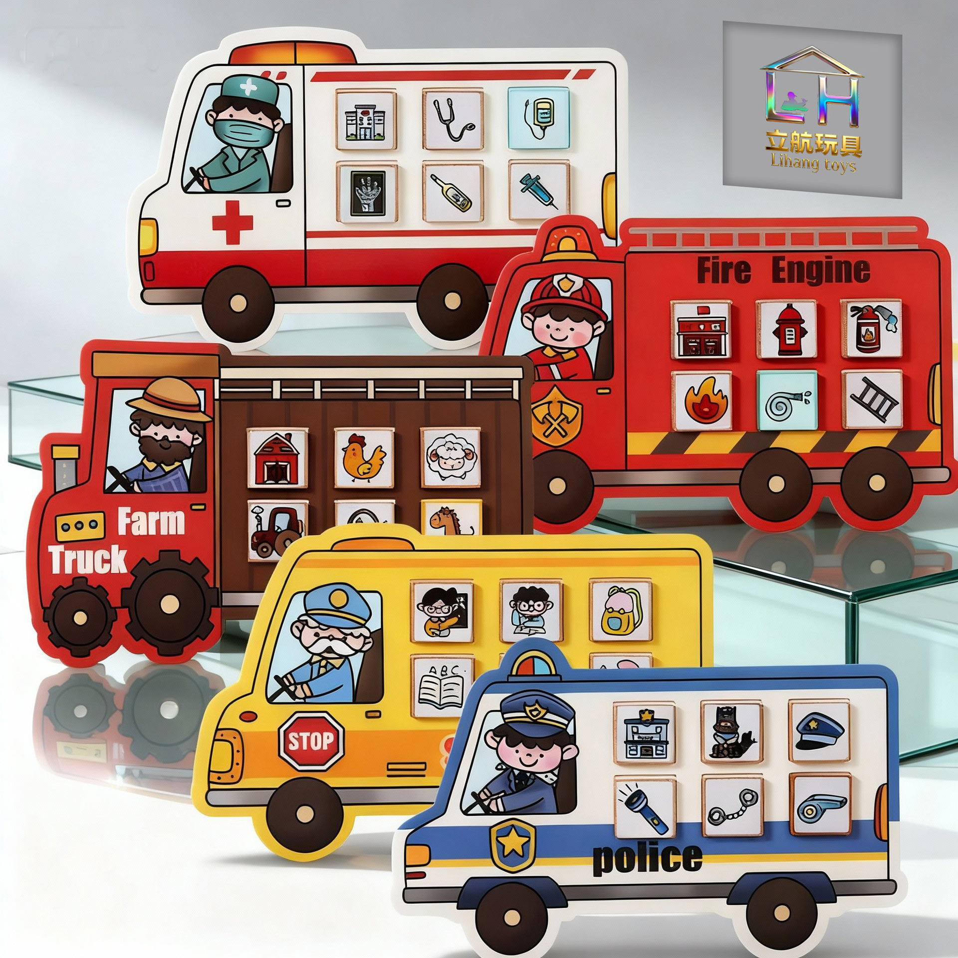 Cpc/Ce Wooden Animal Cognitive Life Scene Matching Game Kindergarten Puzzle Early Education Puzzle Puzzle Play