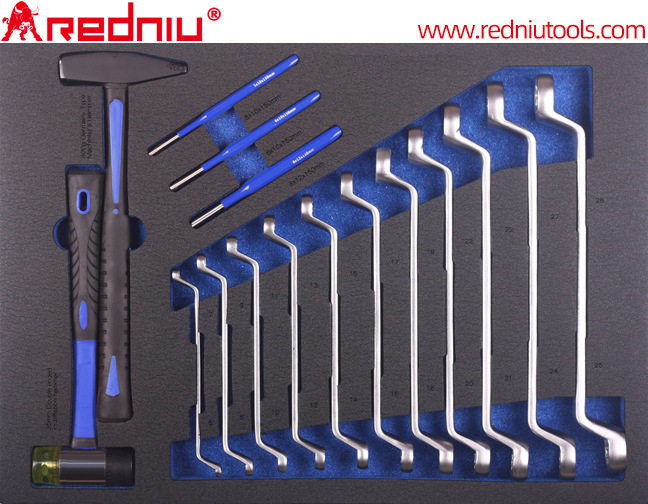 高领双梅扳手冲凿钳工锤安装锤汽修五金工具组套