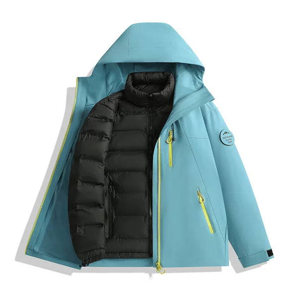 Autumn and winter couple's thickened warm cotton coat for women, three-in-one detachable outdoor warm cotton coat