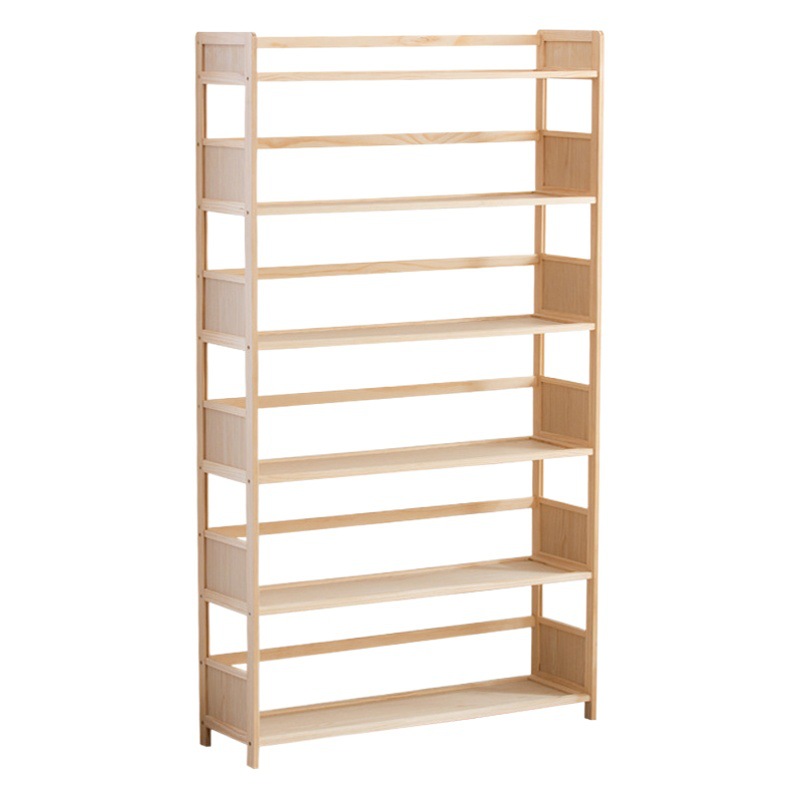 Madera maciza estantería pared pantalla piso almacenamiento rack hogar niños estantería sala de estar multi-capa simple armario
