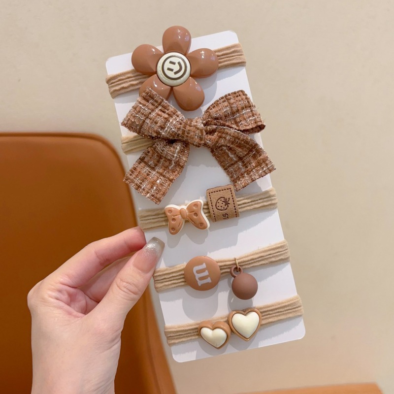 Color leche curry flores para niños otoño y invierno nuevo tipo de niña no daña cabello banda elástica cuerda de cabeza de cabello de niñas