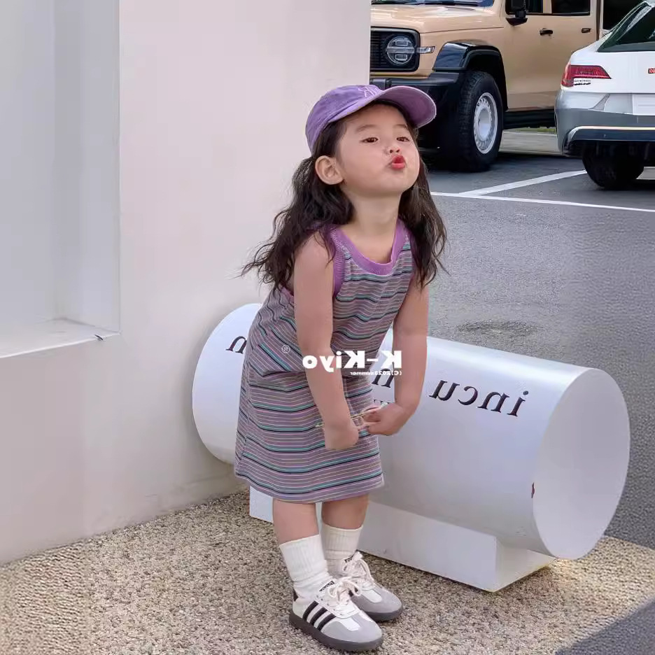 韩国童装女童条纹背心裙系夏季洋气儿童时髦炸街裙子女宝宝连衣裙