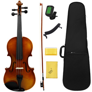 Cross-Border Hot Selling Solid Wood Violin Bright Optical Student Adult Popular Violin 4/4 Beginner Set Violin