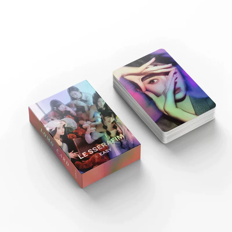 55 LE SSSERAFIM Card альбом Easy Lomo маленькая карточка маленькая вишнёвая цветок золотой источник лазерная карта