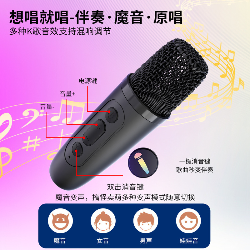 M12 Bluetooth ワイヤレススピーカーポータブルマイクワイヤレスマイクカラオケオーディオマイク雰囲気ライトセット付き|undefined