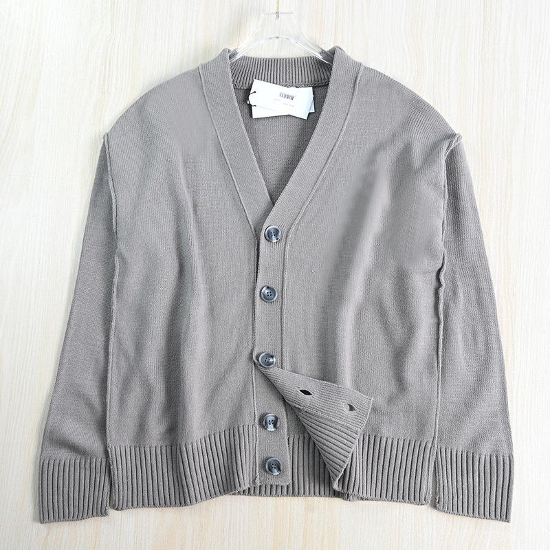 Couple Style 258/4 Work Clothing Casual Thick Wool Blend V Neck Buttoned Loose Knitted Cardigan
