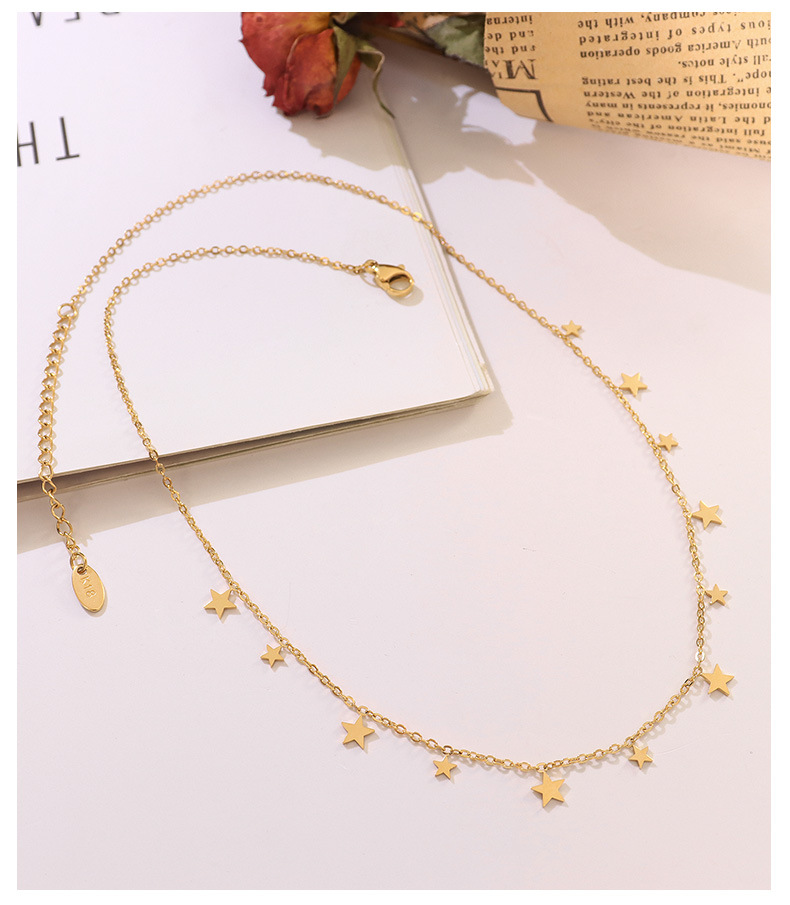 fashion geometric star oval leaf pendant necklace female titanium steel 18k trend jewelry