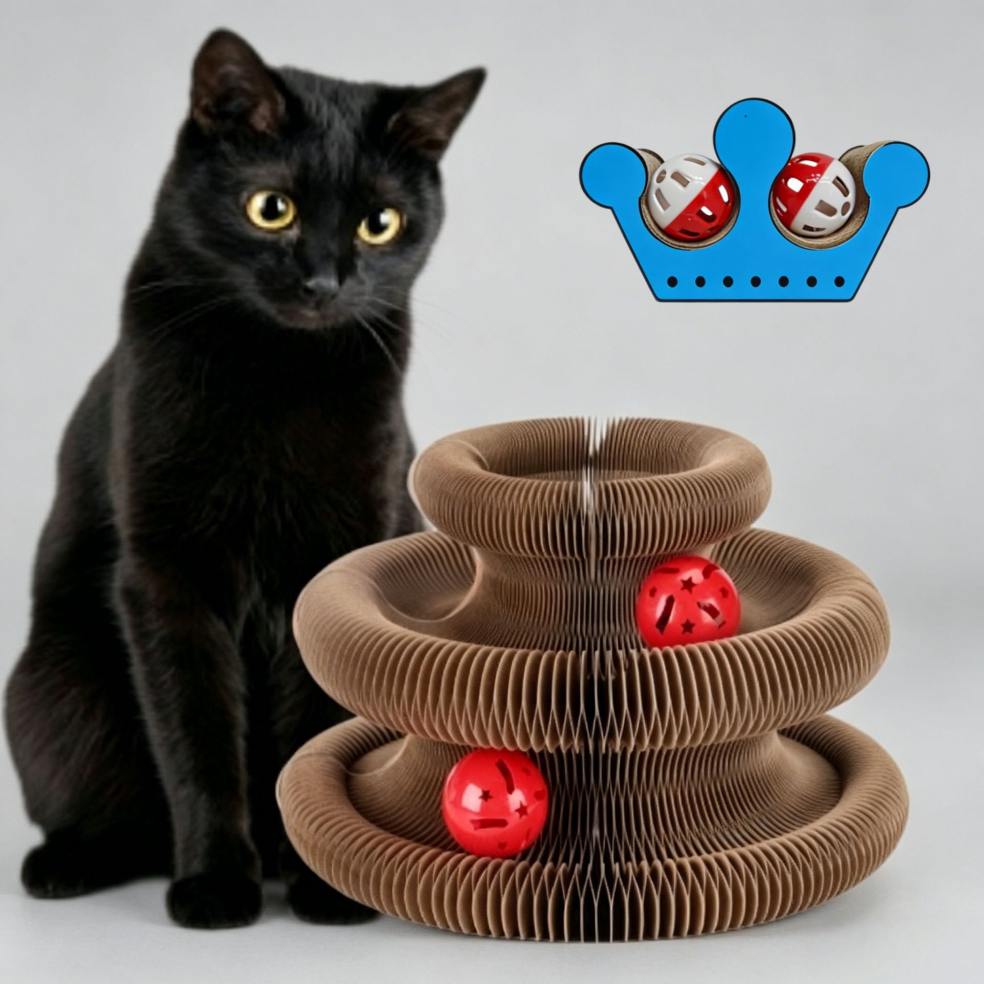 Órgano mágico para gatos agarrar tablero juguete para gatos auto-hi alivio de aburrimiento con campana papel corrugado resistente al agarramiento plegable juguete para gatos