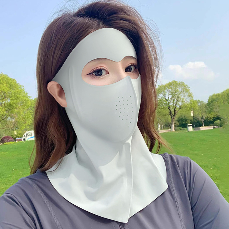 Sun Protection Mask Full Face Protection Face Mask for Women Anti-Uv 2026 New Model Ice Silk Medical Beauty Mask with Integrated Neck Protection