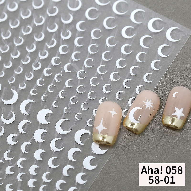 3d adhesive nail art stickers wholesale moon star decal gold and silver white black five-pointed star nail decorative decal 3d adhesive nail art stickers wholesale moon star decal gold and silver white black five-pointed star nail decorative decal