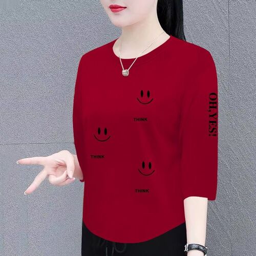 2026 New Arrival Last Piece Discount T-Shirt for Women Spring and Summer 7/8 Sleeve Korean Style Loose Hides Fat Fashionable Versatile Top Trendy