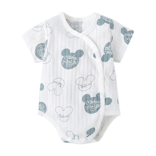 Baby's Summer Skeleton Thin A-Line Triangular Shirt for Newborn Boys and Girls, Short-Sleeve Climbing Pure Cotton Bodysuit