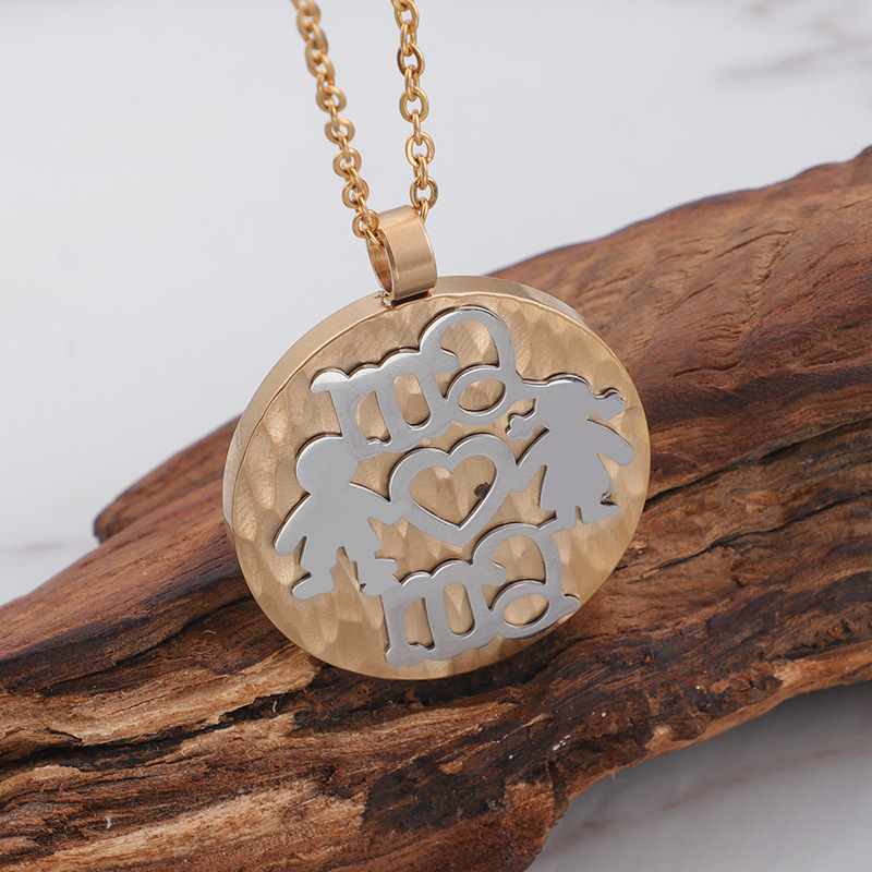 Fashion Letter Heart Shape Titanium Steel Inlay Rhinestones Earrings Necklace 1 Set