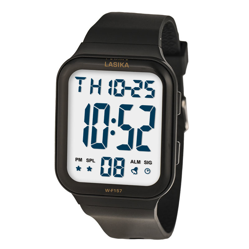 Lasika Digital Watch Waterproof Sports Watch Men's and Women's Square Large Screen