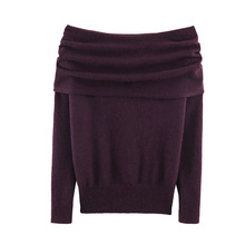 外贸2025冬季新款欧美风女装时尚性感宽松平针露肩针织衫3653105