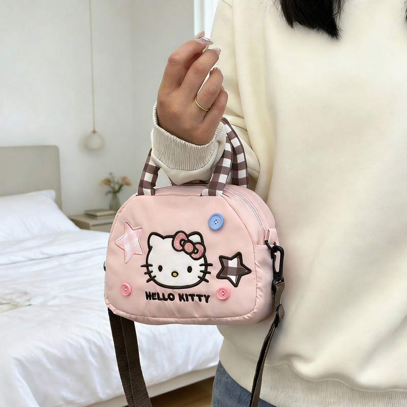Hellokitty Cute Lightweight Handbag for Girls, Korean Style New down Cotton Cloud Bag, Shoulder Crossbody Bag