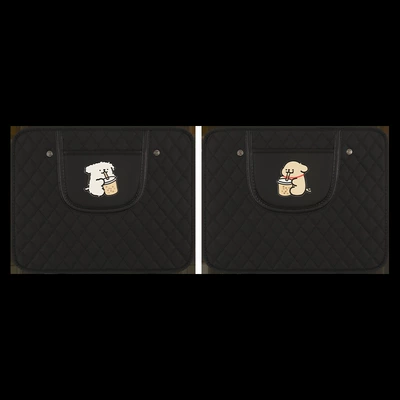 Chair back anti-kick pad for Cars, Leather Cartoon Car - quilted-embroidered-short-black-mixed-dog-pair
