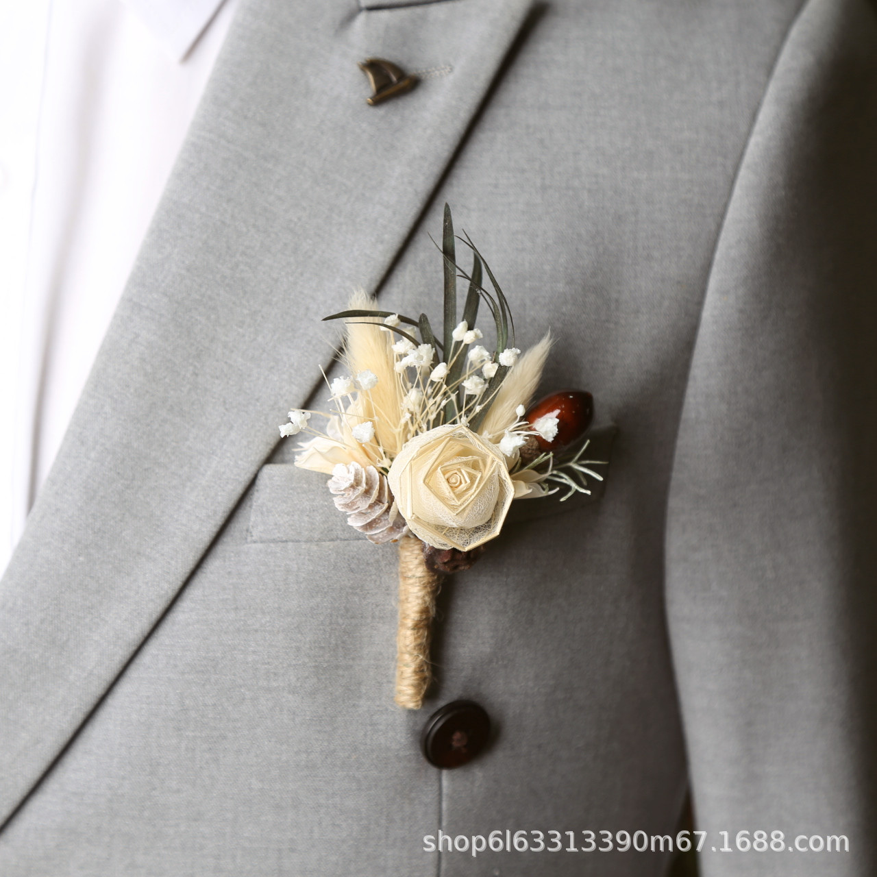 Flor fresca al por mayor flor seca ramillete novia y novio boda vestido de fiesta graduación ramillete accesorios fábrica