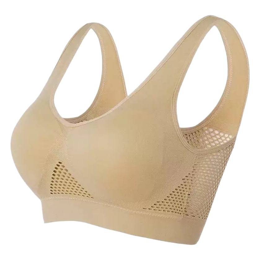 Carefully Selected Sports-Bra Cross-Border Plus-Size Breathable Mesh Backless Push-Up Sports Bra Mesh Running Yoga Bra