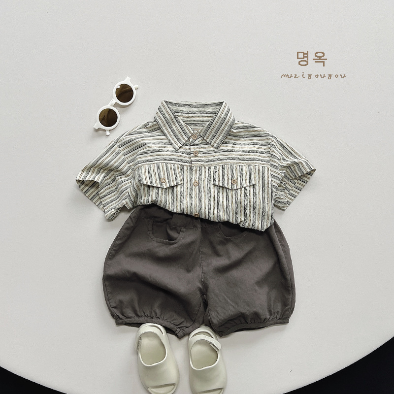 Niños camisa de manga corta en verano niño vertical bar personalidad femenina coreana Sen marea niños camiseta niños Chaqueta de algodón