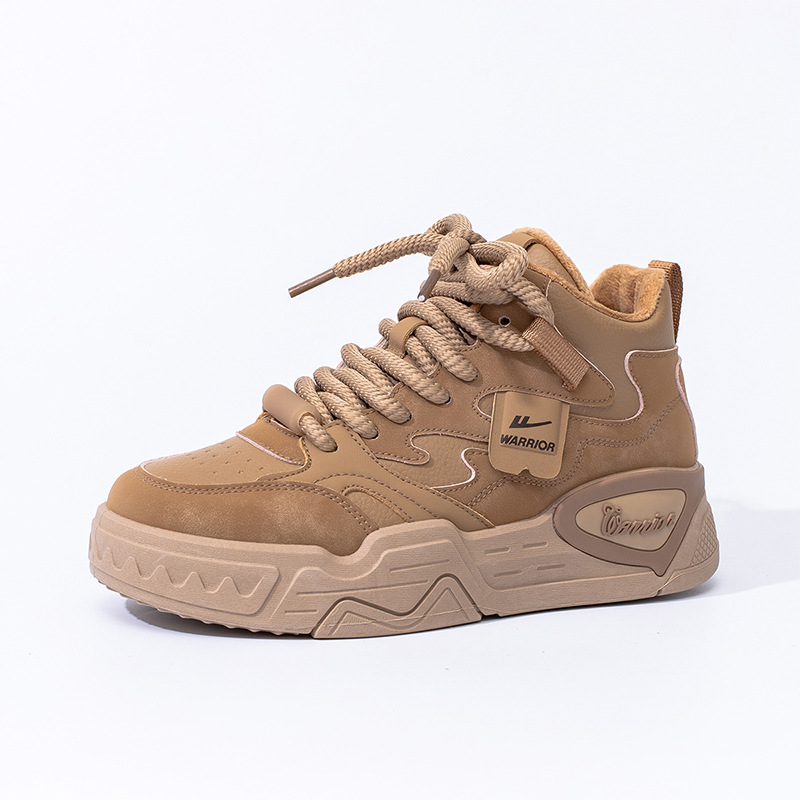 Zapatos de skate cómodos de alto rendimiento con lazos de color combinados de alto valor de apariencia y zapatos de algodón de pelusa para estudiantes de fiesta calentadas diarias