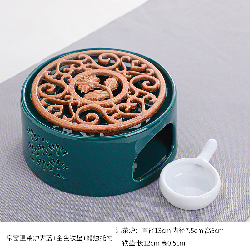 Té estufa vela restaurante Hotel hogar base de cerámica chino hueco aislamiento calefacción vidrio fruta flor tetera
