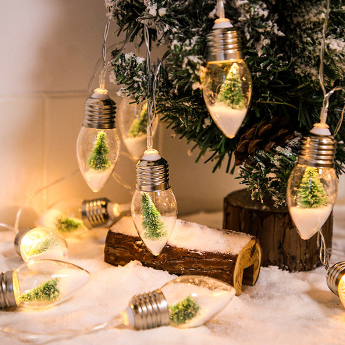 跨境led许愿瓶圣诞树装饰灯串室内装饰布置彩灯圣诞树布置彩灯