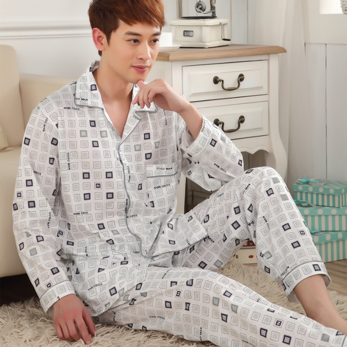 2024 nuevo pijama a cuadros para hombres primavera y otoño algodón de manga larga tamaño grande otoño y invierno para hombres se puede usar ropa para el hogar
