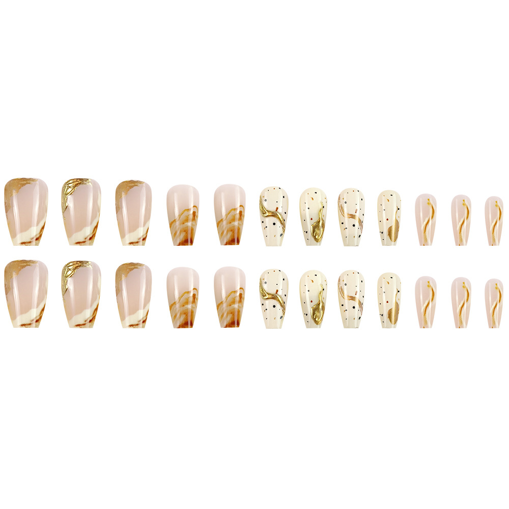 Ventas transfronterizas calientes elegante estilo de manicura personalidad oro desnudo suave ambiente de uñas de moda desnudo rumo desnudo usar uñas
