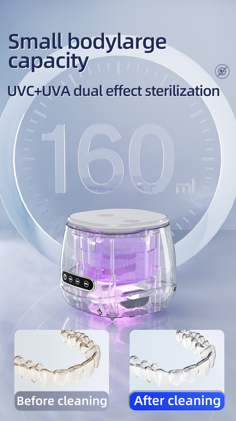 Portable Ultrasonic Retainer Cleaner with UV Light Sterilizer