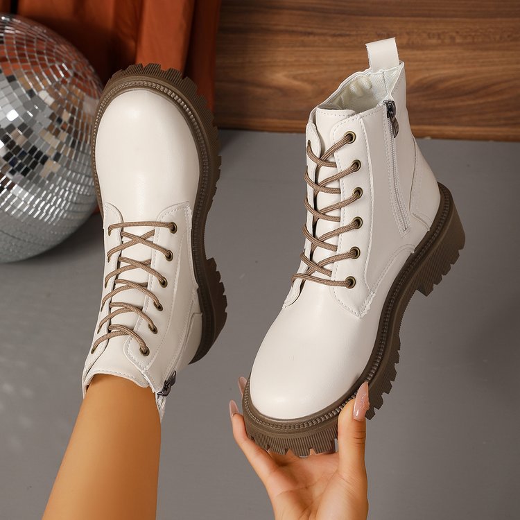 Martin Boots for Women, 2025 New Autumn Thick-Soled Height-Increasing British Style Short Boots, Popular Style That Goes Well with Skirts, Versatile Women's Boots